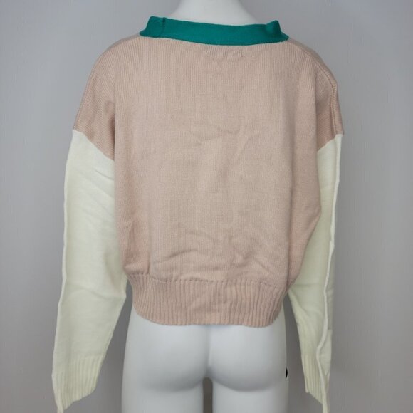 SHEIN Color Block Crop Cardigan - Picture 2 of 7